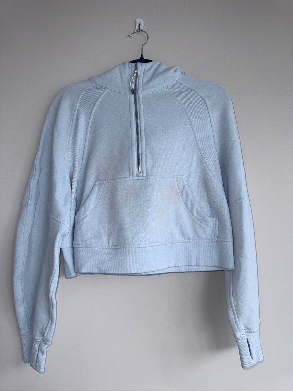 lululemon athletica Pale Blue Cropped Half-Zip Hoodie